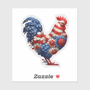 Patriotic Chicken Floral USA Flag 4. Juli Aufkleber