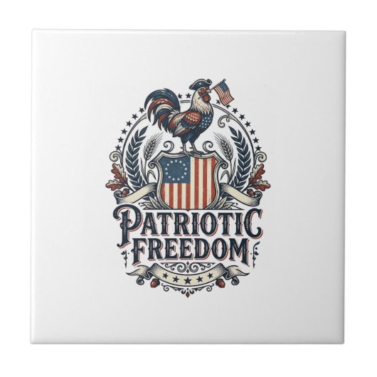 Patriotic Chicken Keeper Vector Graphic Tee_1 Fliese (Vorderseite)