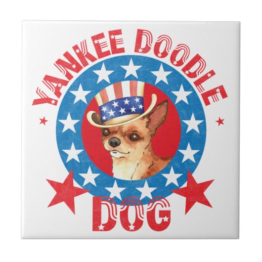 Patriotic Chihuahua Fliese (Vorderseite)