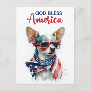Patriotic Chihuahua, Gott segne Amerika Postkarte