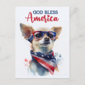 Patriotic Chihuahua, Gott segne Amerika Postkarte (Vorderseite)