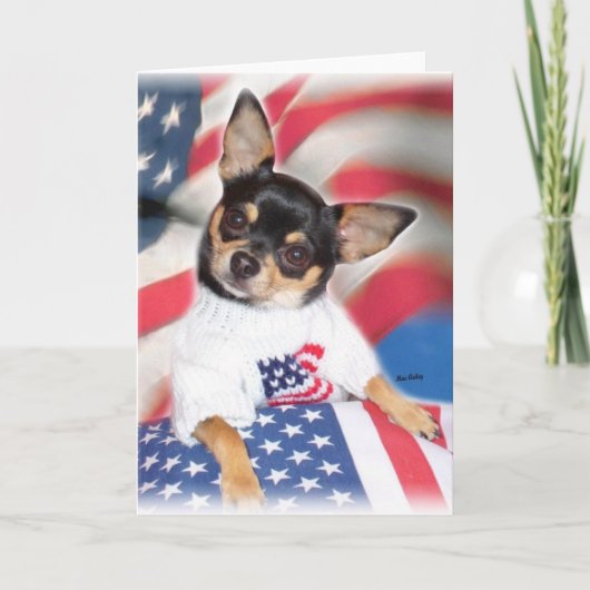 Patriotic Chihuahua Grußkarte Karte (Vorderseite)
