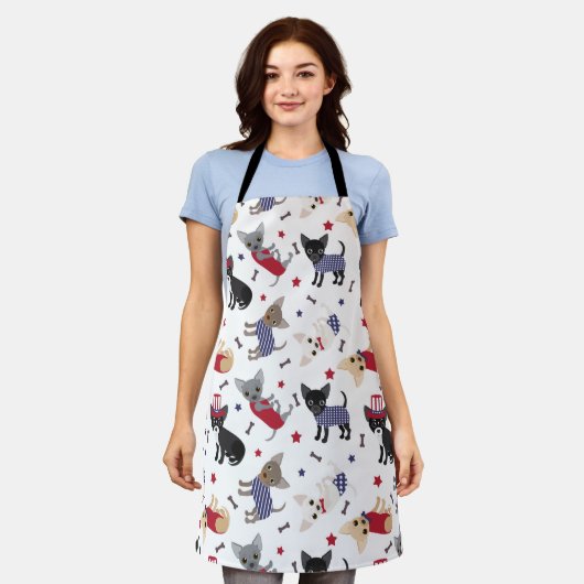 Patriotic Chihuahua Pattern Schürze (Getragen)