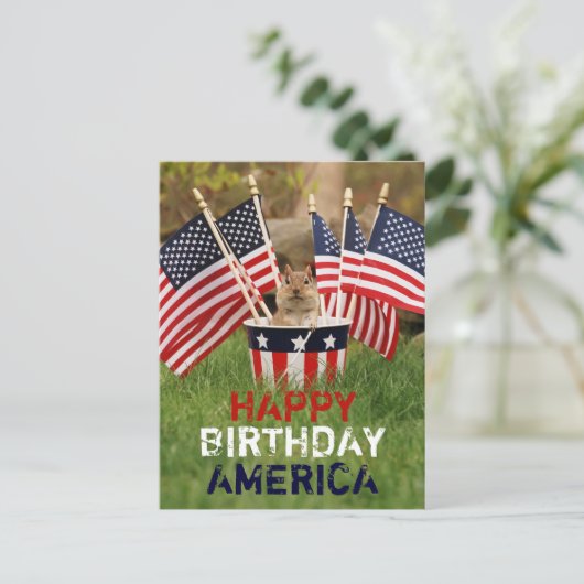 Patriotic Chipmunk Postcard Postkarte (Stehend Vorderseite)