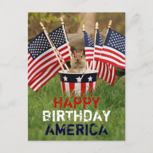 Patriotic Chipmunk Postcard Postkarte
