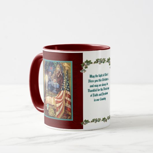 Patriotic Christian American Christmas Tasse (Vorderseite Links)