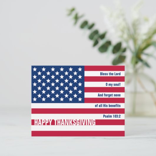 Patriotic Christlich USA GLÜCKLICH DANKSGIVING Postkarte (Stehend Vorderseite)