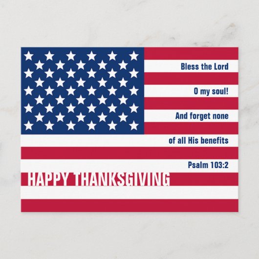 Patriotic Christlich USA GLÜCKLICH DANKSGIVING Postkarte (Vorderseite)