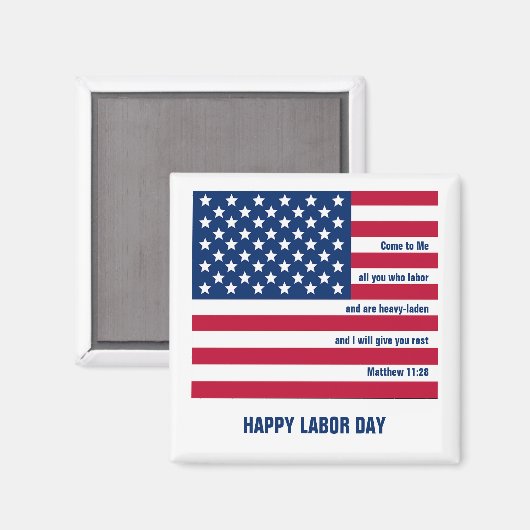 Patriotic Christlich USA HAPPY LABOR DAY Magnet (Vorderseite/Rückseite)