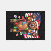Patriotic Christmas Grizzly Bear Holiday Light San Fleecedecke (Vorderseite (Horizontal))