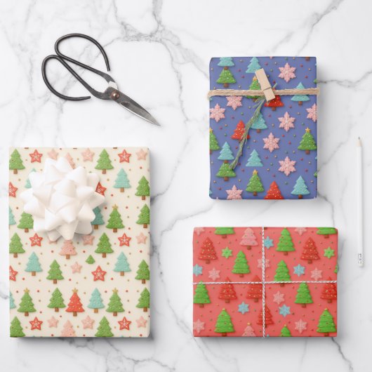 Patriotic Christmas Red White Blue Sheet Gift Wrap Geschenkpapier Set (Vorderseite)