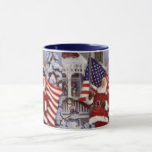 Patriotic Christmas Santa Holding American Flag Tasse (Zentrum)