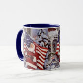 Patriotic Christmas Santa Holding American Flag Tasse (Vorderseite Links)
