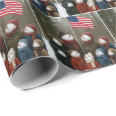 Patriotic Christmas Snow Family Gathering Geschenkpapier (Rolleneckpunkt)
