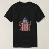 Patriotic Christmas Tree US Flag Retro Merry Chris T-Shirt (Design vorne)