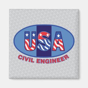 Patriotic Civil Engineer Magnet