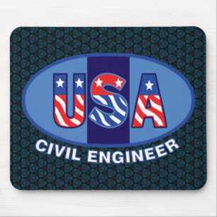 Patriotic Civil Engineer Mousepad