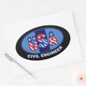 Patriotic Civil Engineer Ovaler Aufkleber (Umschlag)