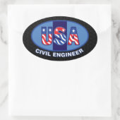 Patriotic Civil Engineer Ovaler Aufkleber (Tasche)