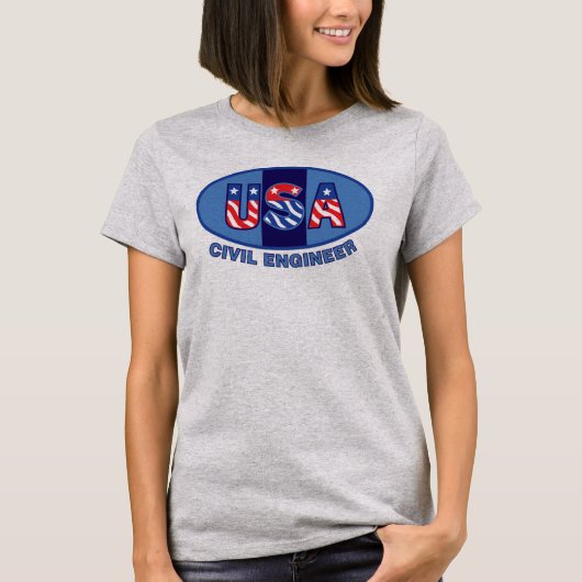 Patriotic Civil Engineer T-Shirt (Vorderseite)