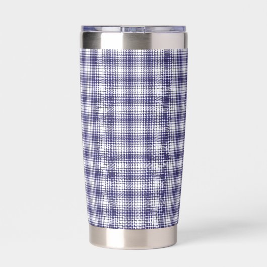 Patriotic Classic Navy Blue Gingham Plaid Thermobecher (Rückseite)
