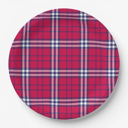 Patriotic Classic Plaid Pappteller (Vorderseite)