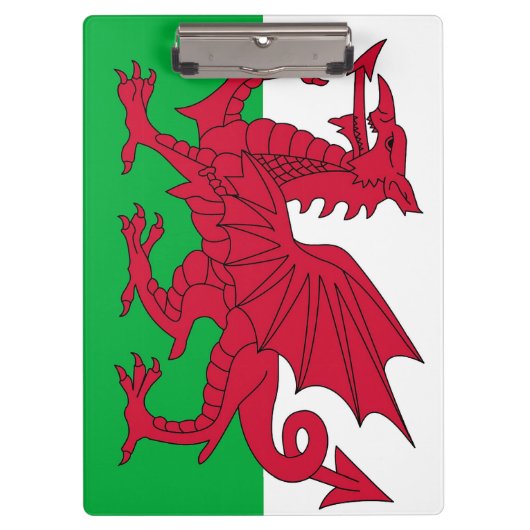 Patriotic Clipboard with flag of Wales, UK Klemmbrett (Vorderseite)