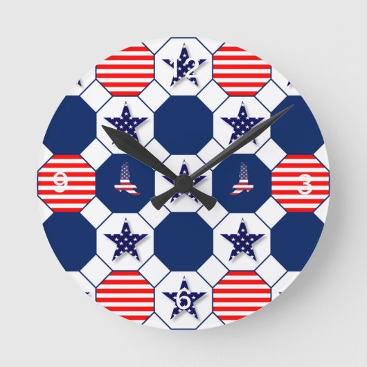 Patriotic Clock with Numbers Runde Wanduhr (Vorderseite)