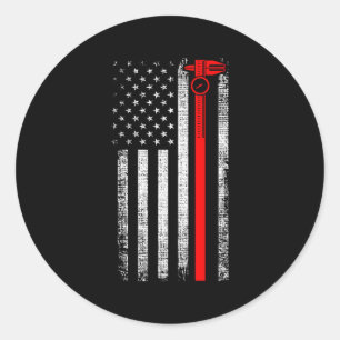 Patriotic CNC Machine Operator American US Flag Ma Runder Aufkleber