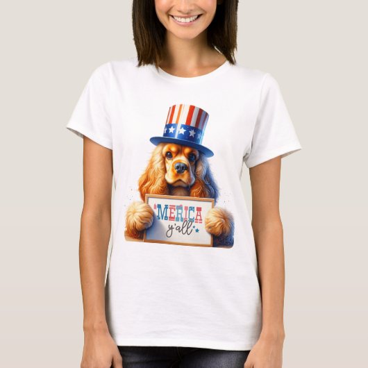 Patriotic Cocker Spaniel "Merica Y'all T-Shirt (Vorderseite)
