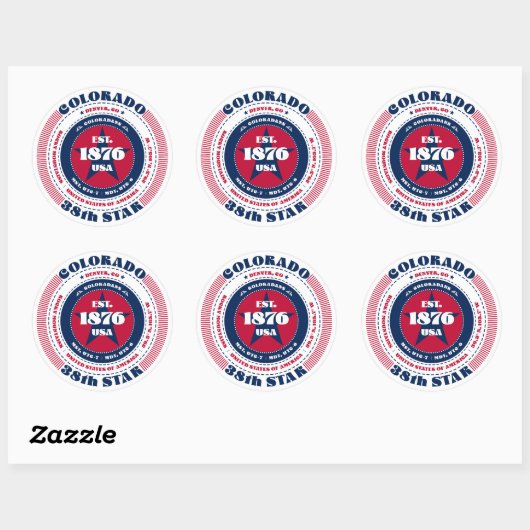 Patriotic Colorado Circle Design Sticker (Blatt)