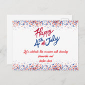 Patriotic Confetti 4. Juli Feier Feiertagspostkarte (Vorne/Hinten)