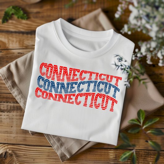 Patriotic Connecticut Red und Blue Boho T - Shirt