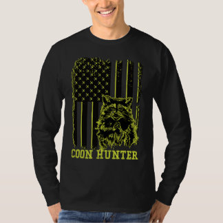 Patriotic Coon Hunter Raccoon American Flag T-Shirt