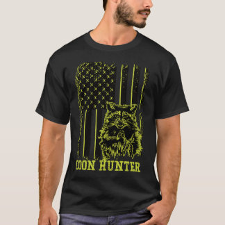 Patriotic Coon Hunter Raccoon American Flag T-Shirt