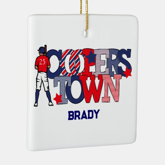 Patriotic Cooperstown Baseball Player Custom Keramikornament (Rechts)