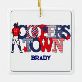 Patriotic Cooperstown Baseball Player Custom Keramikornament (Vorderseite)