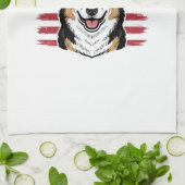 Patriotic Corgi American Flag Vintage Vector Desig Geschirrtuch (Gefaltet)