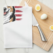 Patriotic Corgi American Flag Vintage Vector Desig Geschirrtuch (Viertel Falte)