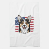 Patriotic Corgi American Flag Vintage Vector Desig Geschirrtuch (Vertikal)