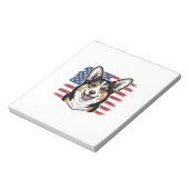 Patriotic Corgi American Flag Vintage Vector Desig Notizblock (Rotiert)