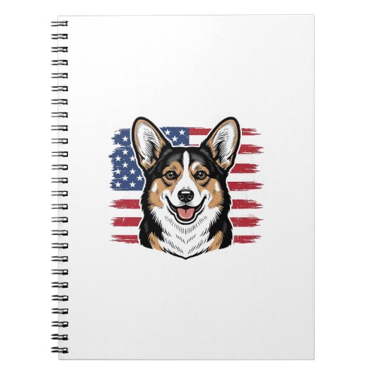 Patriotic Corgi American Flag Vintage Vector Desig Notizblock (Vorderseite)