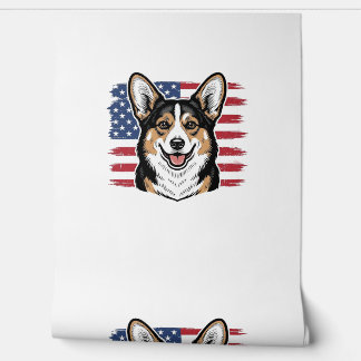 Patriotic Corgi American Flag Vintage Vector Desig Tapete