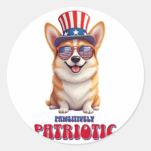 Patriotic Corgi - pawsitiv Patriotic Runder Aufkleber