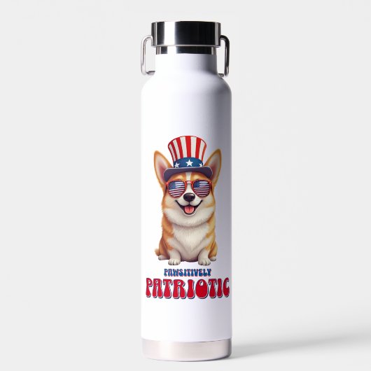 Patriotic Corgi - pawsitiv Patriotic Trinkflasche (Vorne)
