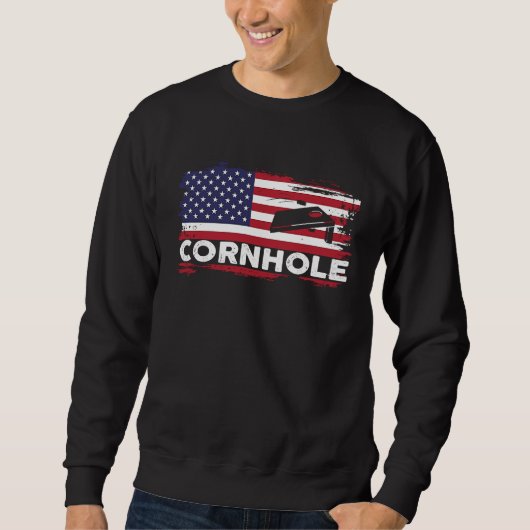 Patriotic Cornhole Player 4th Of July American Fla Sweatshirt (Vorderseite)