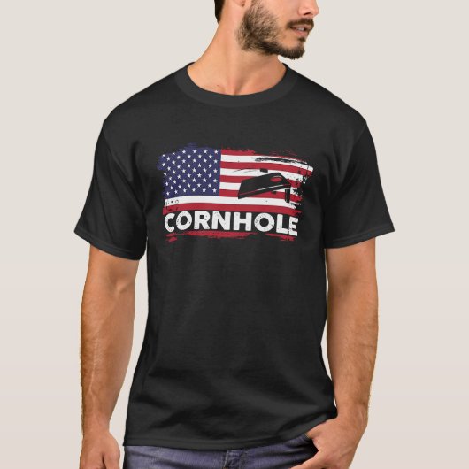 Patriotic Cornhole Player 4th Of July American Fla T-Shirt (Vorderseite)