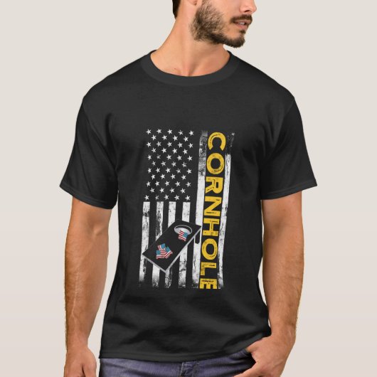 Patriotic Cornhole Player US sa American Flag Corn T-Shirt (Vorderseite)