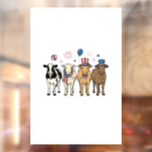 Patriotic Cow Lineup Vintage Vector Shirt Design_1 Fensteraufkleber (Blatt 2)