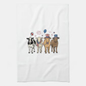 Patriotic Cow Lineup Vintage Vector Shirt Design_1 Geschirrtuch (Vertikal)